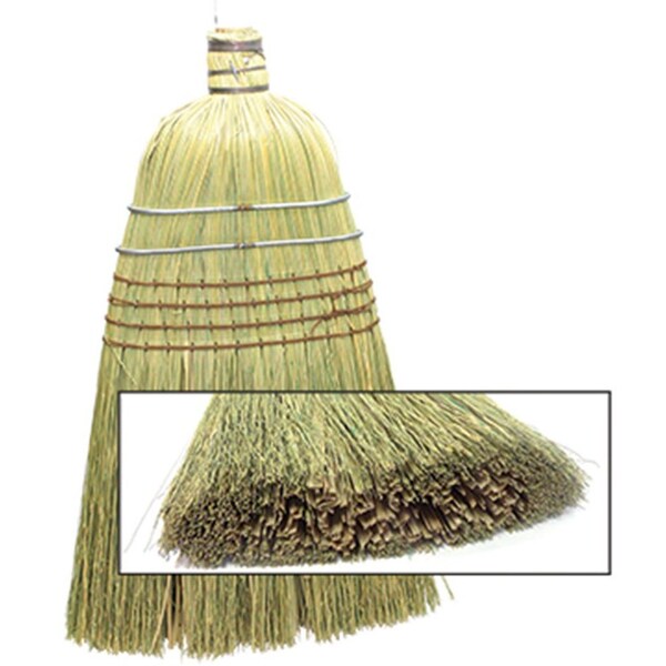 The Brush Man Heavy Rattan Fill Upright Broom, Clear Lacaquered Hdl, 12PK WR40 - main